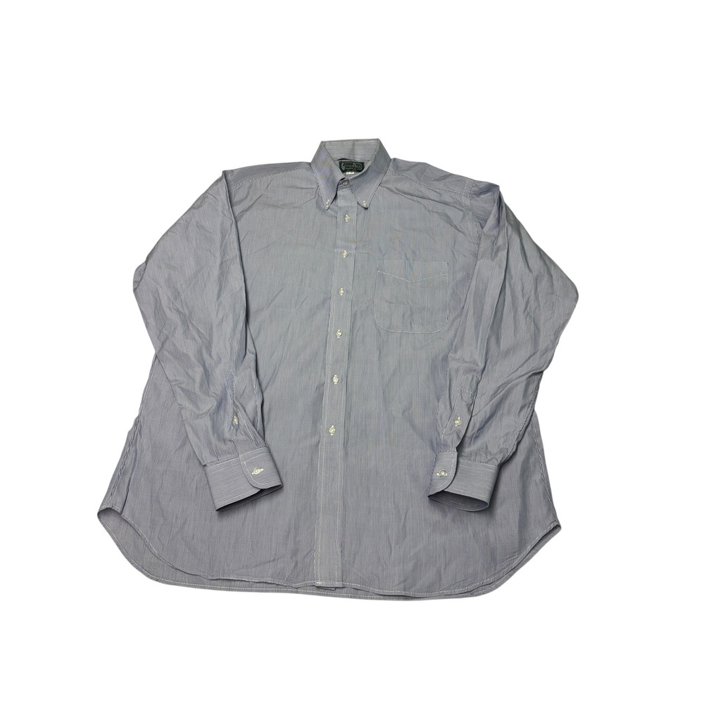 VTG Gitman Bros Mens Blue White Striped Cotton Button Down Shirt Size 17-36 USA